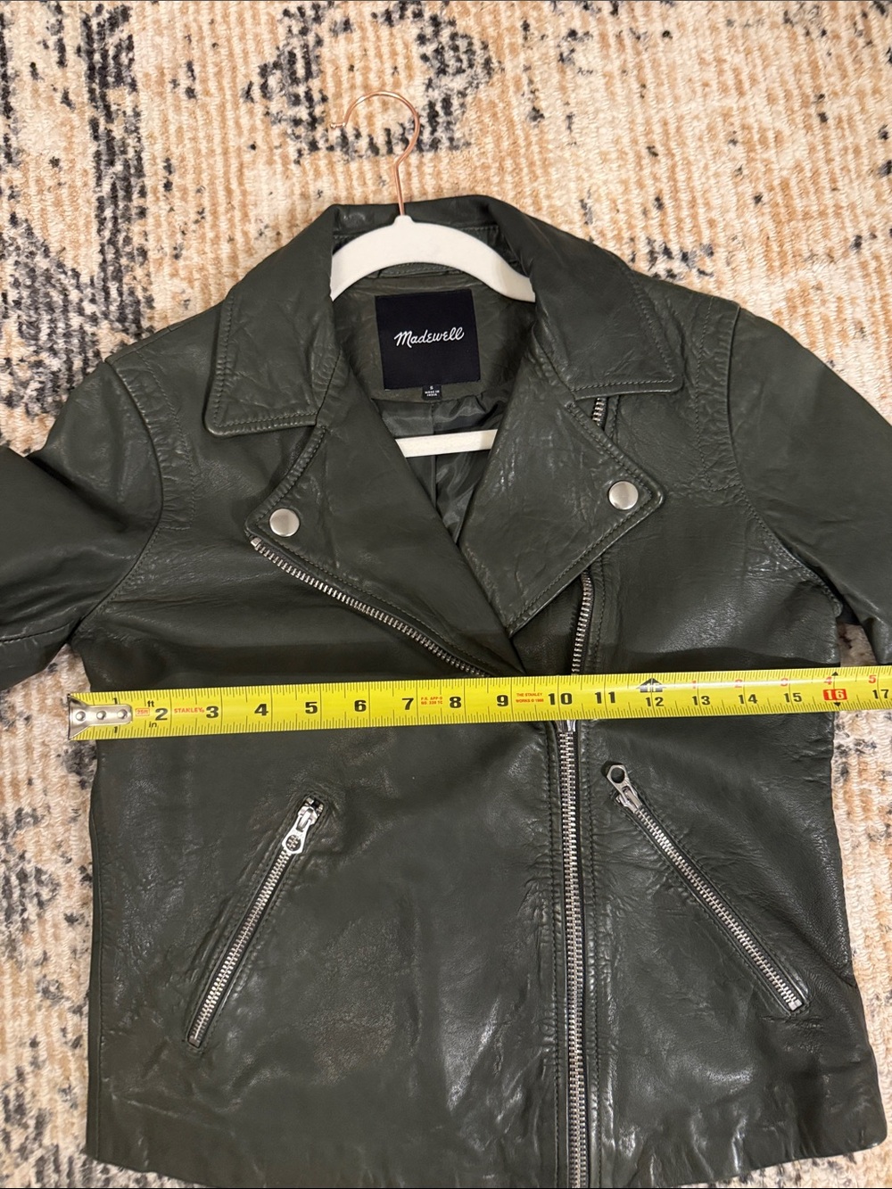 Madewell Olive Green Leather Moto Jacket - Picture 5 of 5